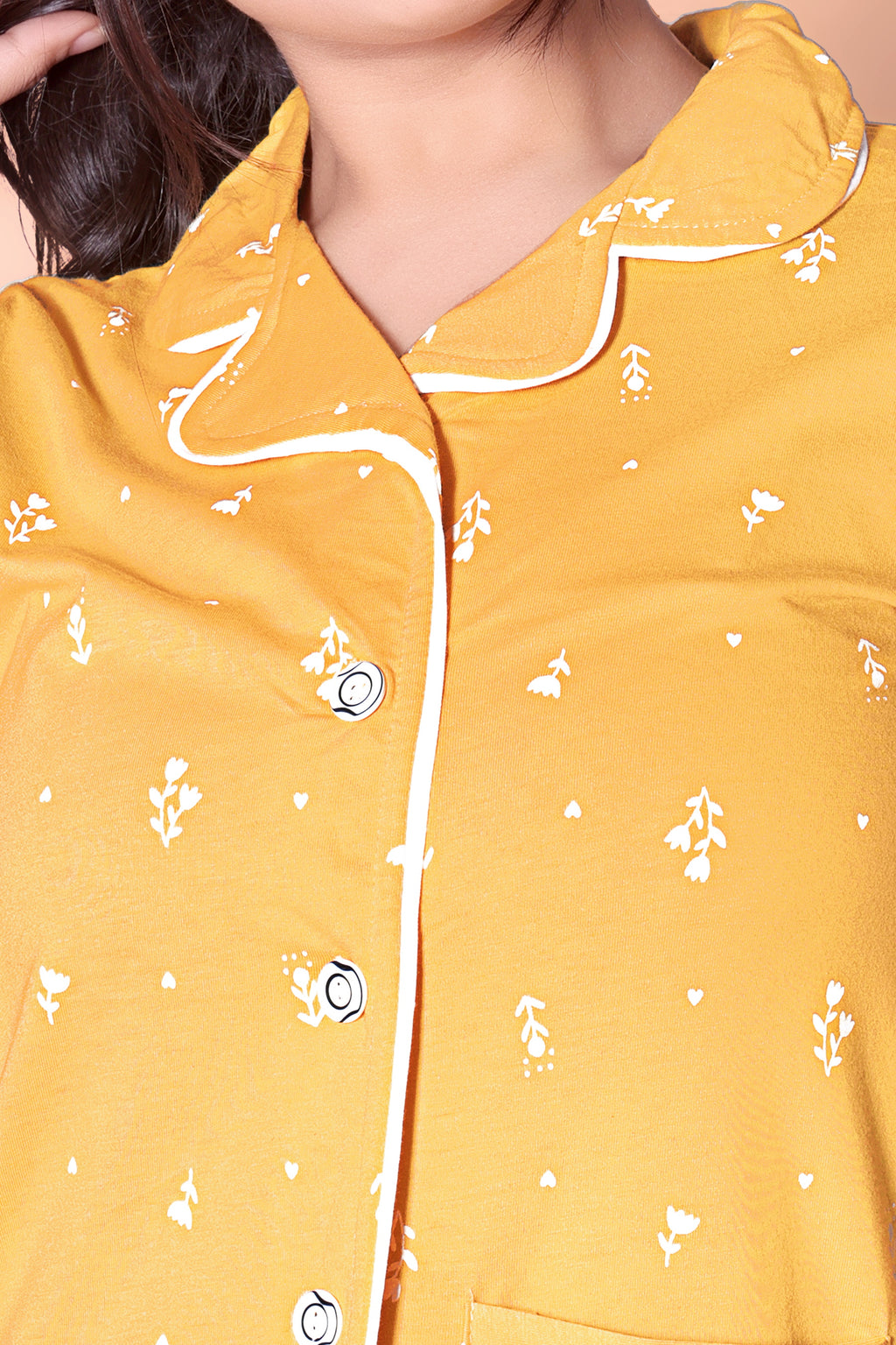 Mango Foliage design Button Down Night-Suit Set (MTF2v09)