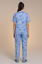 Denim Blue Button Down Night-Suit Set (MTF2v02)