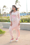 Peach “floral” Long Polo Lace Set | LPX05v09