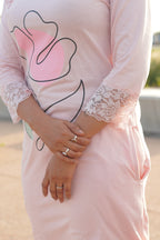 Peach “floral” Long Polo Lace Set | LPX05v09