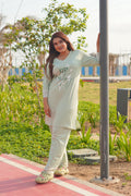 Olive-green “Keep creating” Long Polo Lace Set | LPX05v10