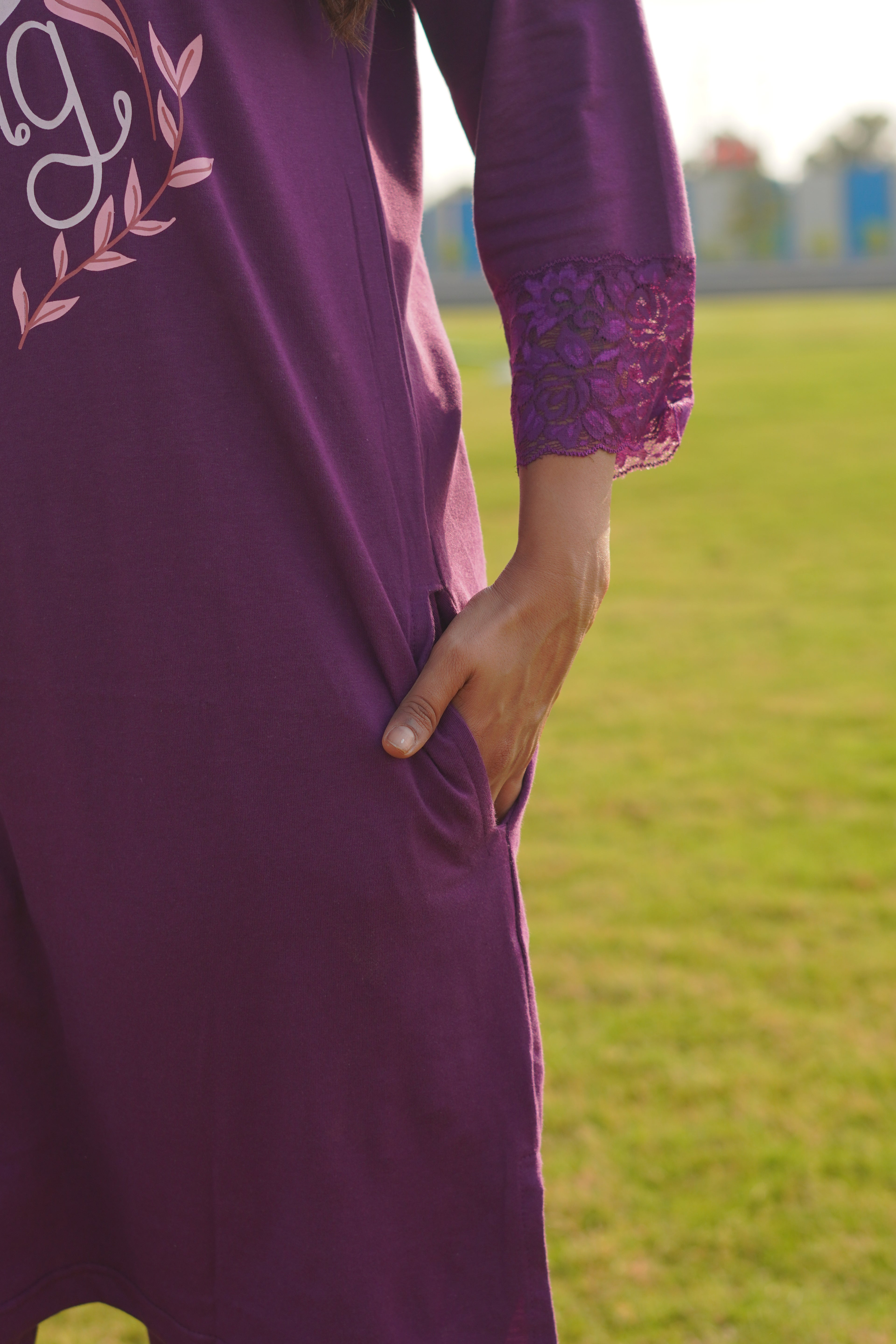 Dark Purple “Still Growing” Long Tee's Polo Lace Set | LPX05v01