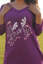 Dark Purple “Still Growing” Long Tee's Polo Lace Set | LPX05v01