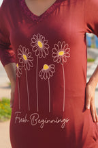 Maroon “Fresh Beginnings” Long Tee's Polo Lace Set | LPX05v08