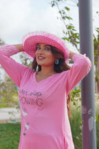 Baby Pink “Growing” Long Tee's Polo Lace Set | LPX05v03