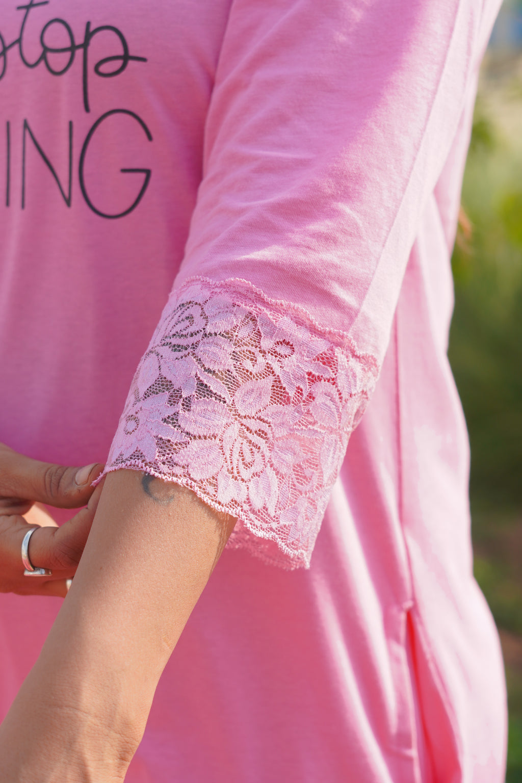 Baby Pink “Growing” Long Tee's Polo Lace Set | LPX05v03