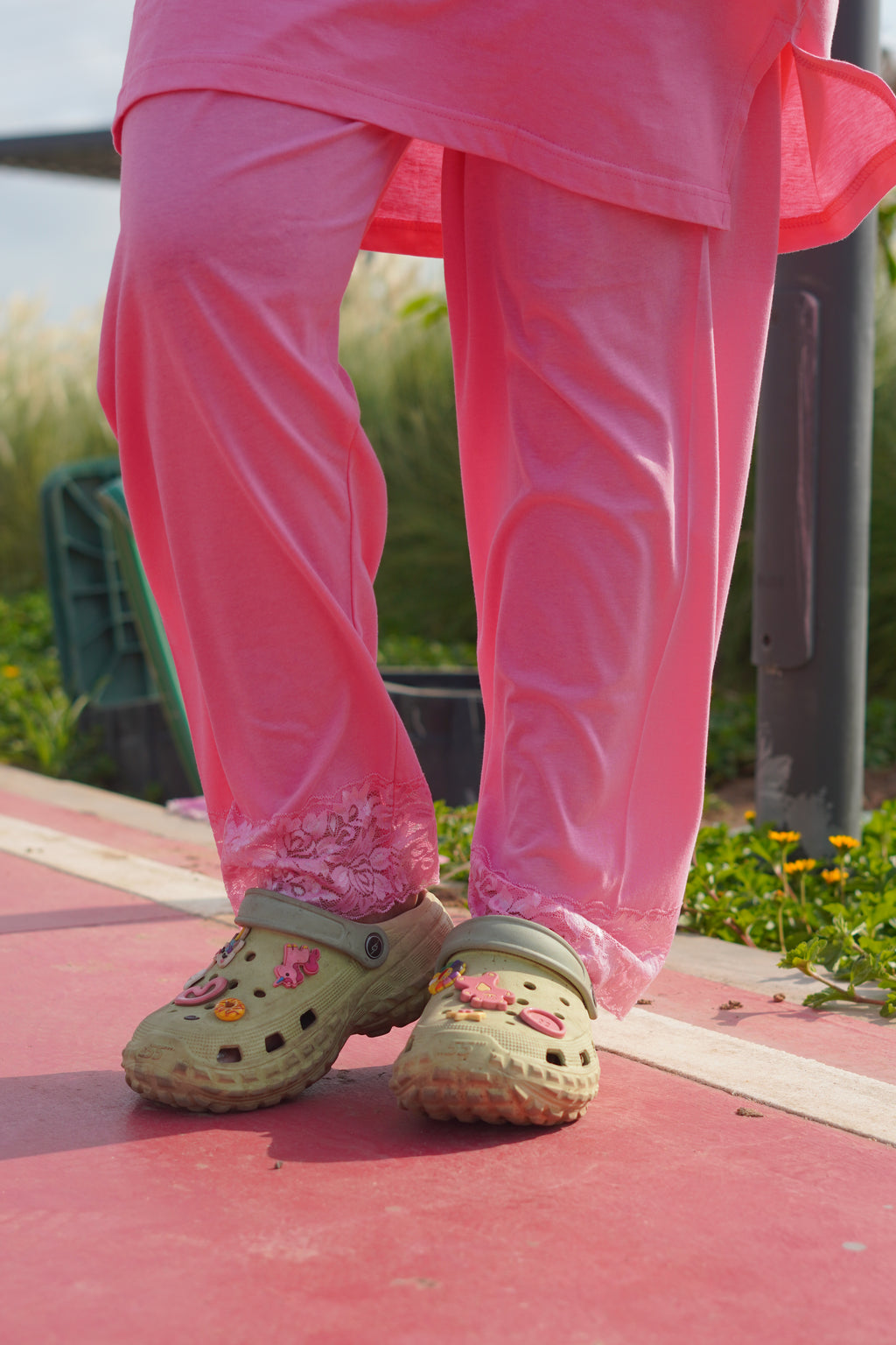 Baby Pink “Growing” Long Tee's Polo Lace Set | LPX05v03