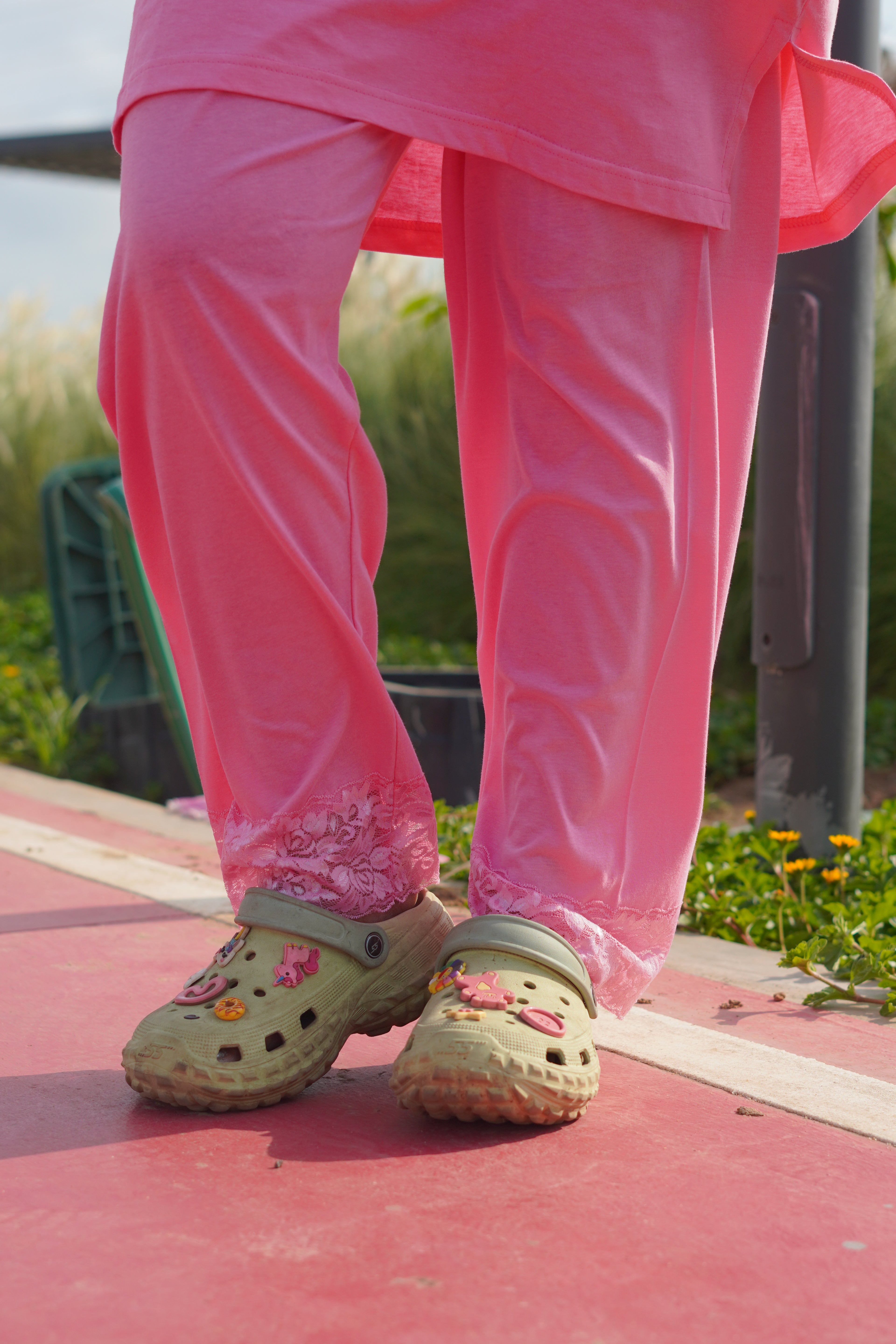 Baby Pink “Growing” Long Tee's Polo Lace Set | LPX05v03