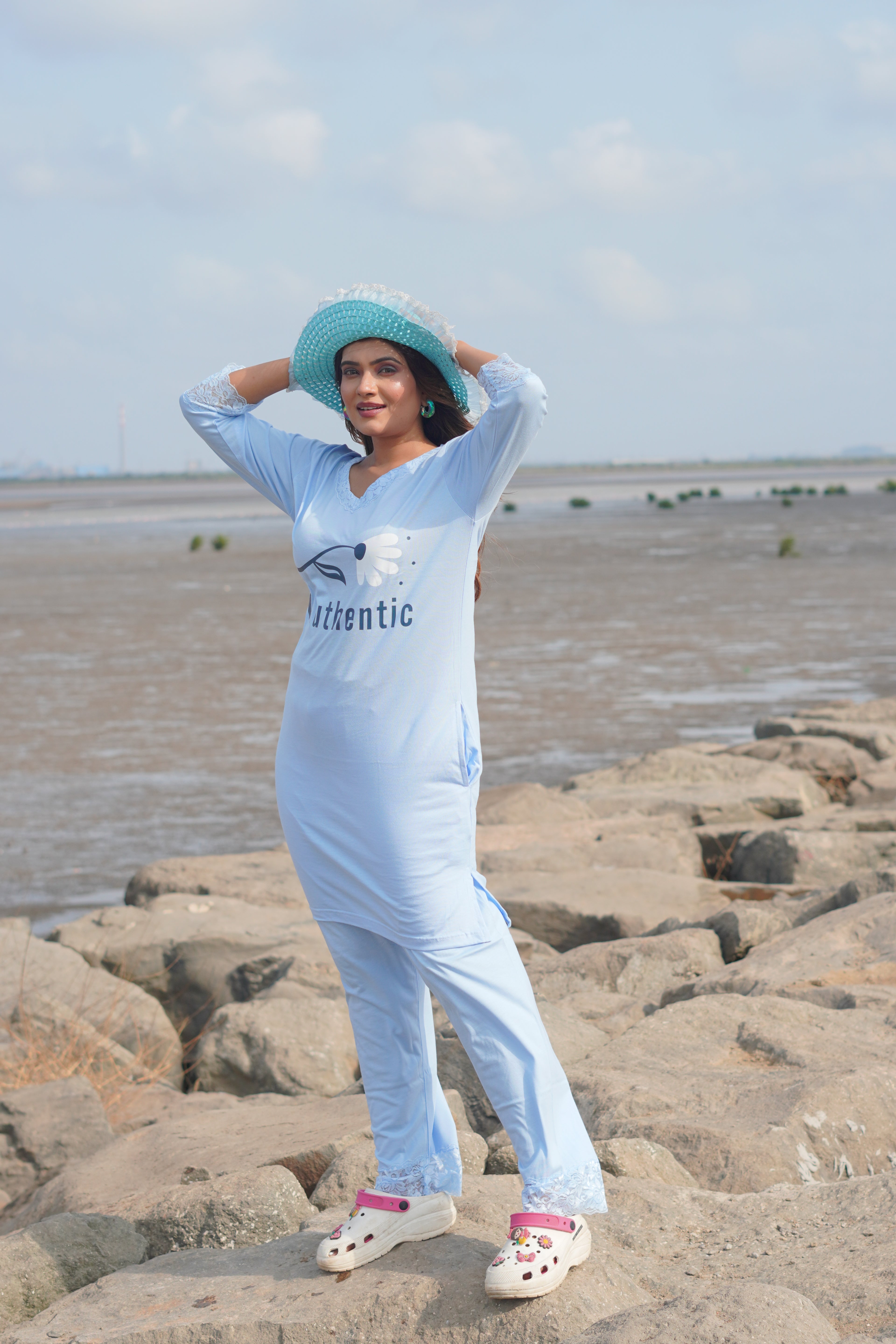 Elite-SkyBlue “authentic” Long Tee's Polo Lace Set | LPX05v04
