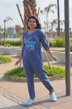 Dark Blue “Start Something New” Long Tee's Polo Lace Set | LPX05v06