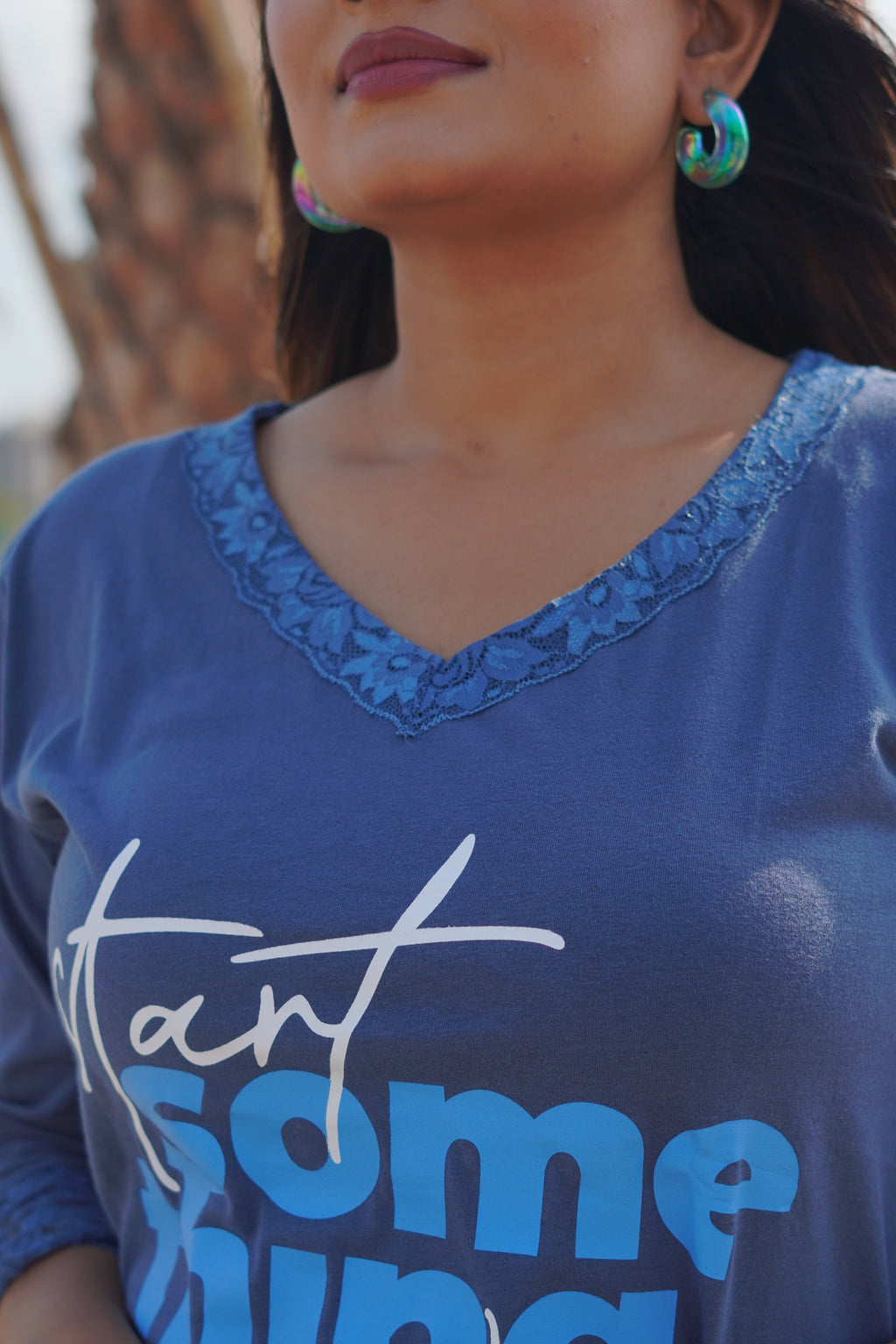 Dark Blue “Start Something New” Long Tee's Polo Lace Set | LPX05v06