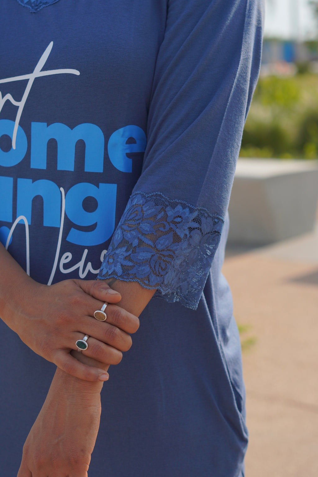 Dark Blue “Start Something New” Long Tee's Polo Lace Set | LPX05v06