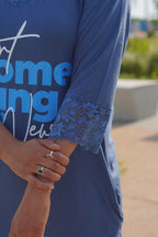 Dark Blue “Start Something New” Long Tee's Polo Lace Set | LPX05v06