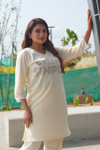 Lemon Yellow “Keep Simple” Long Tee's Polo Lace Set | LPX05v05