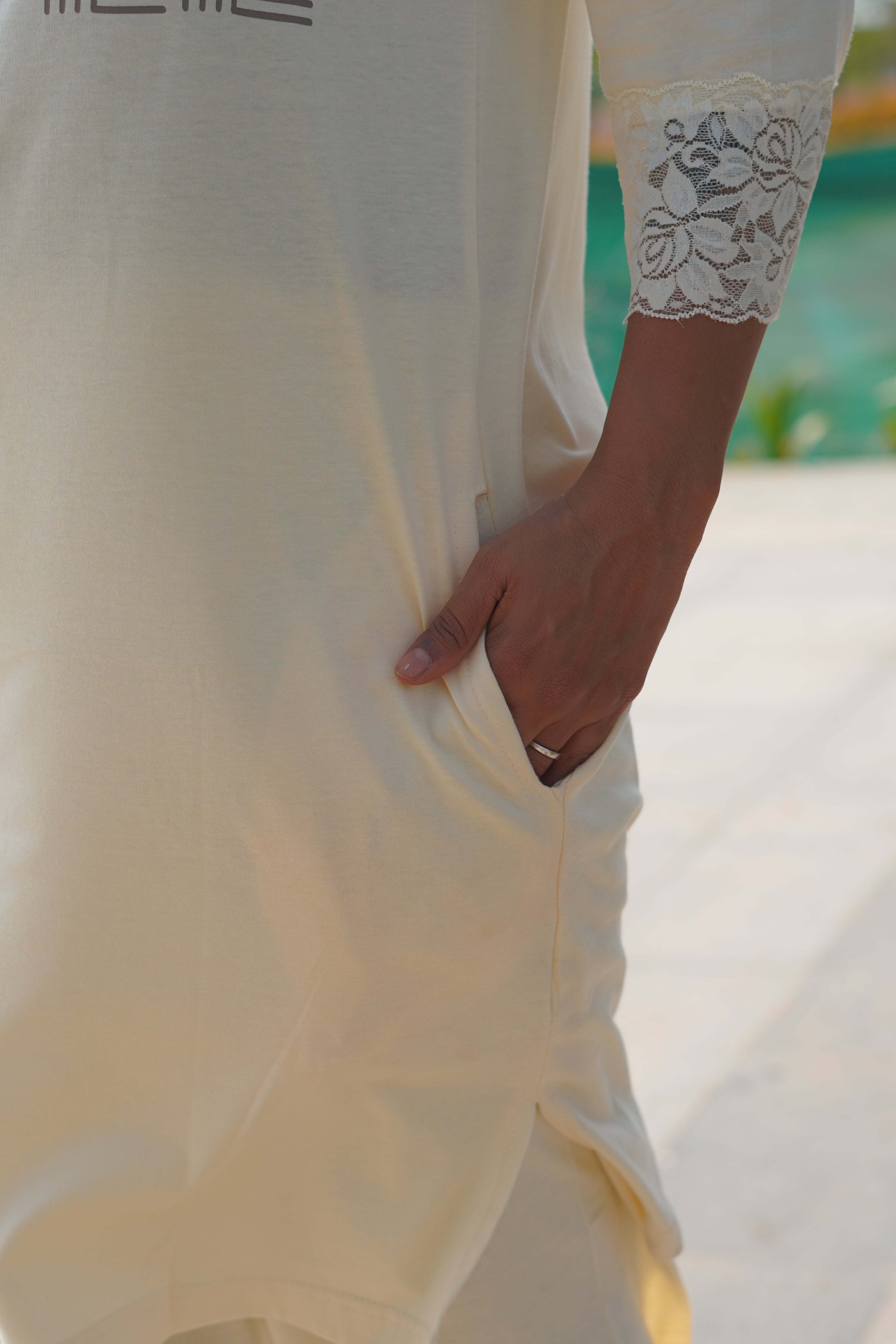Lemon Yellow “Keep Simple” Long Tee's Polo Lace Set | LPX05v05