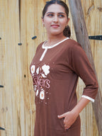Brown Sugar "Flower" Cotton Long T-Shirt Pyjama Set | LP06v10