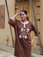 Brown Sugar "Flower" Cotton Long T-Shirt Pyjama Set | LP06v10
