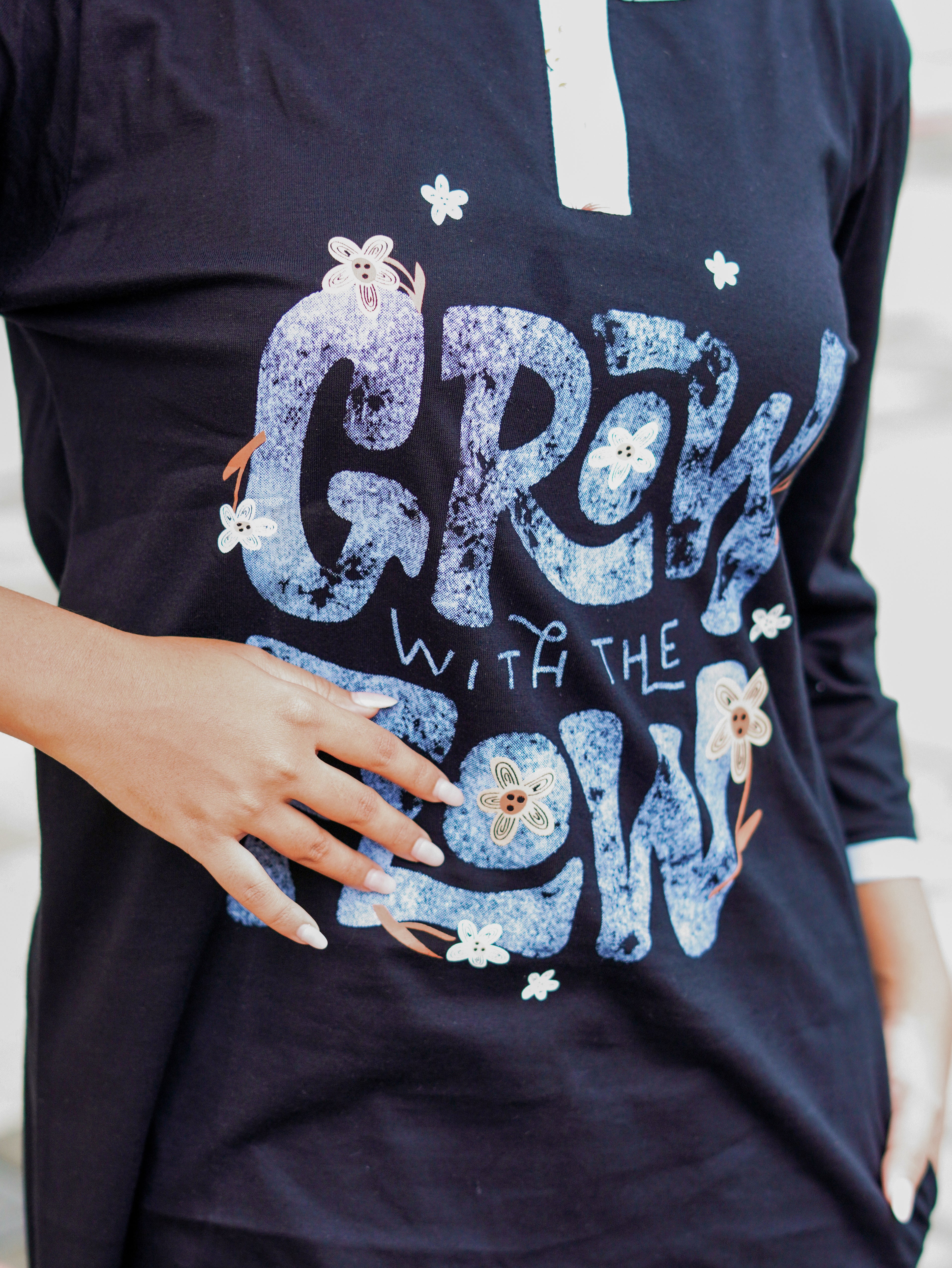 DarkBlack "Grow" Cotton Long T-Shirt Pyjama Set | LP06v01