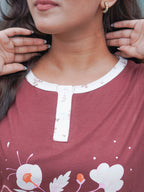 Brown Sugar "Flower" Cotton Long T-Shirt Pyjama Set | LP06v10