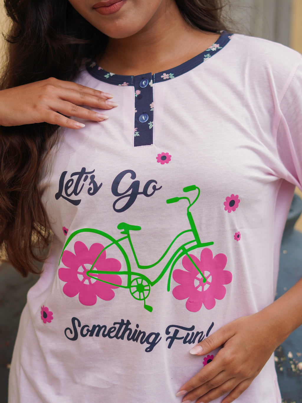 BabyPink "Let's Go" Cotton Long T-Shirt Pyjama Set | LP06v05