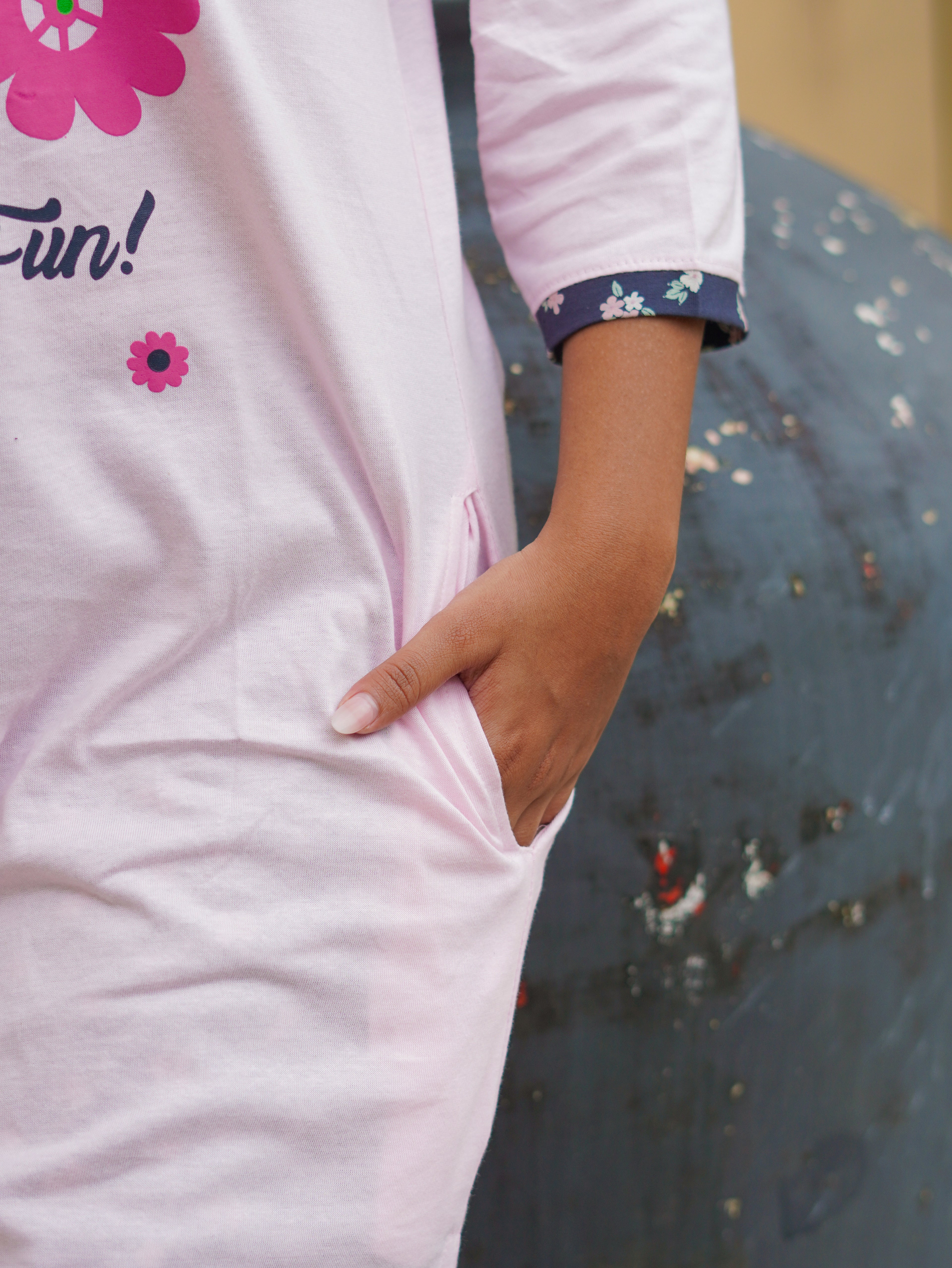 BabyPink "Let's Go" Cotton Long T-Shirt Pyjama Set | LP06v05