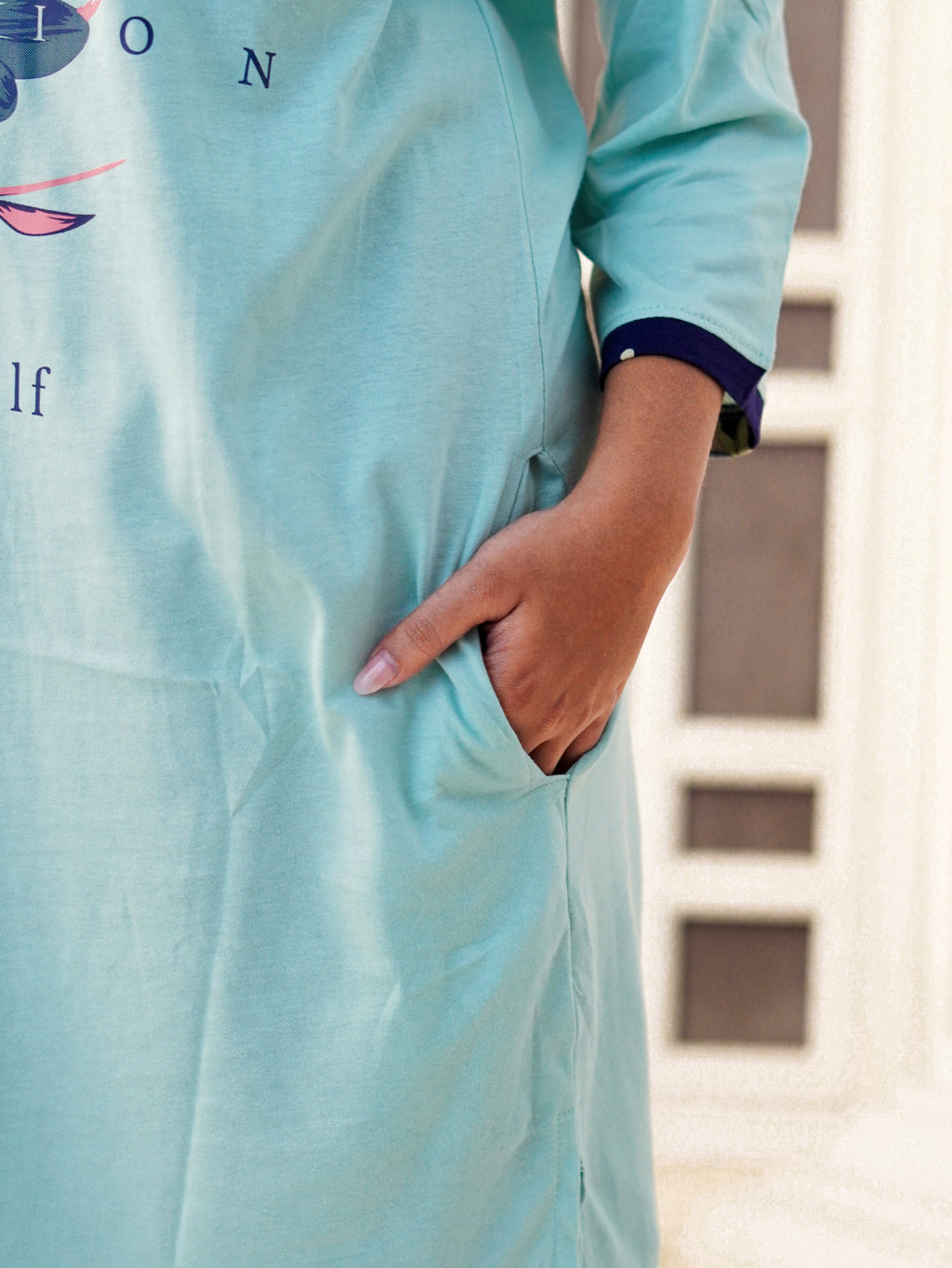 Elite Sea Green "Better" Cotton Long T-Shirt Pyjama Set | LP06v07