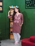 Brown Sugar "Flower" Cotton Long T-Shirt Pyjama Set | LP06v10