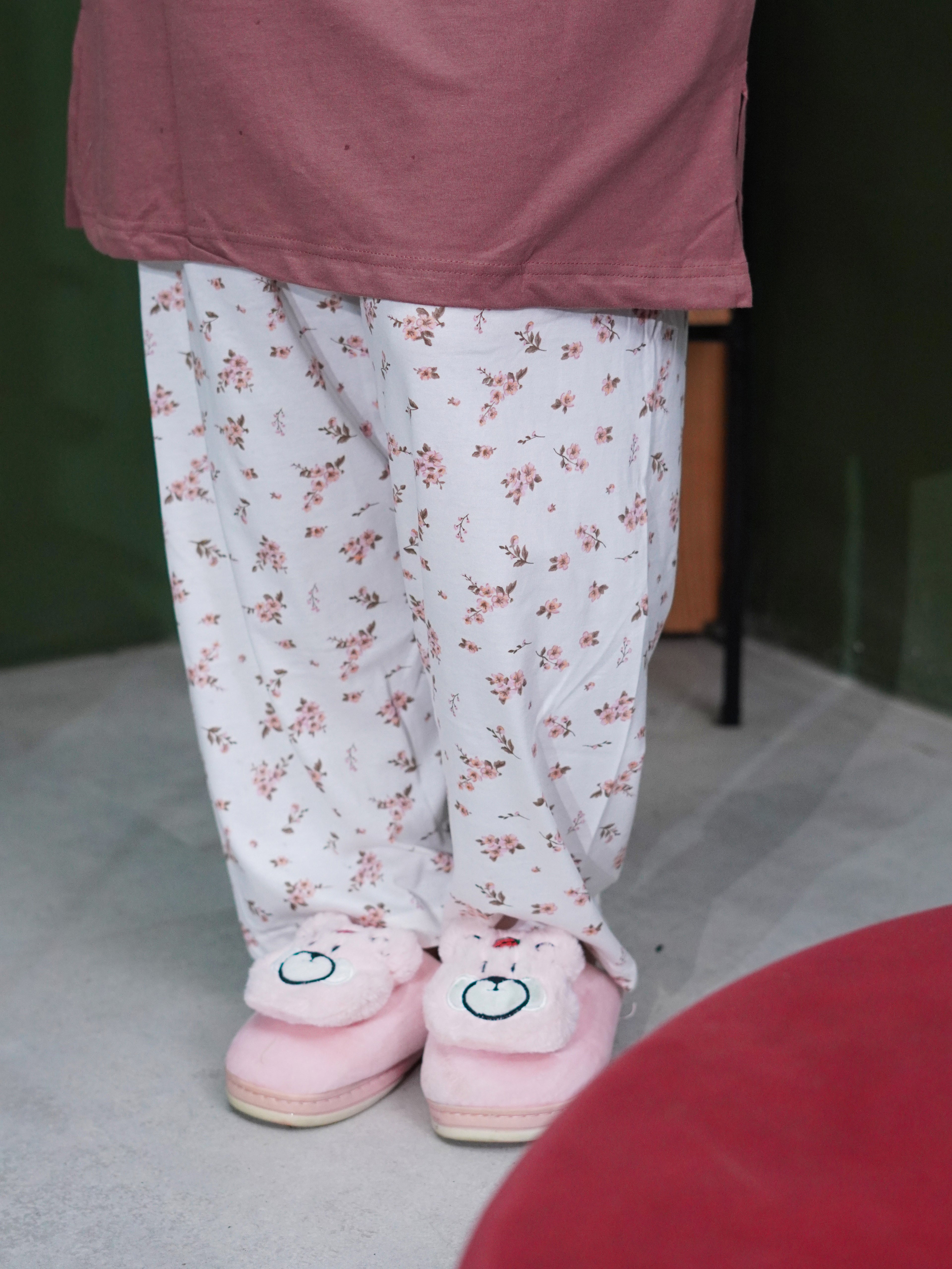 Brown Sugar "Flower" Cotton Long T-Shirt Pyjama Set | LP06v10