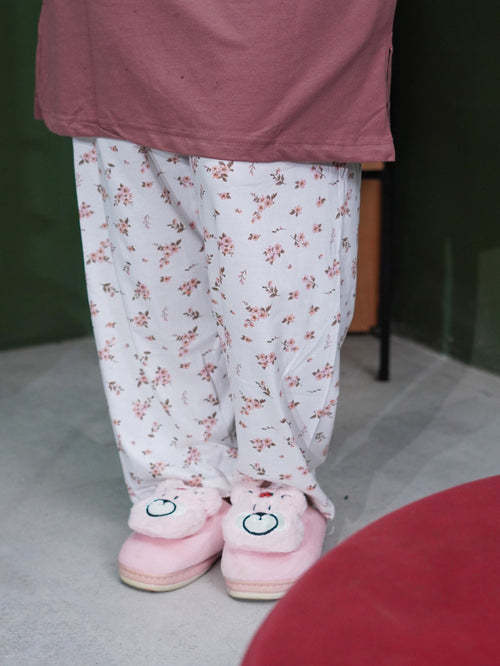 Brown Sugar "Flower" Cotton Long T-Shirt Pyjama Set | LP06v10