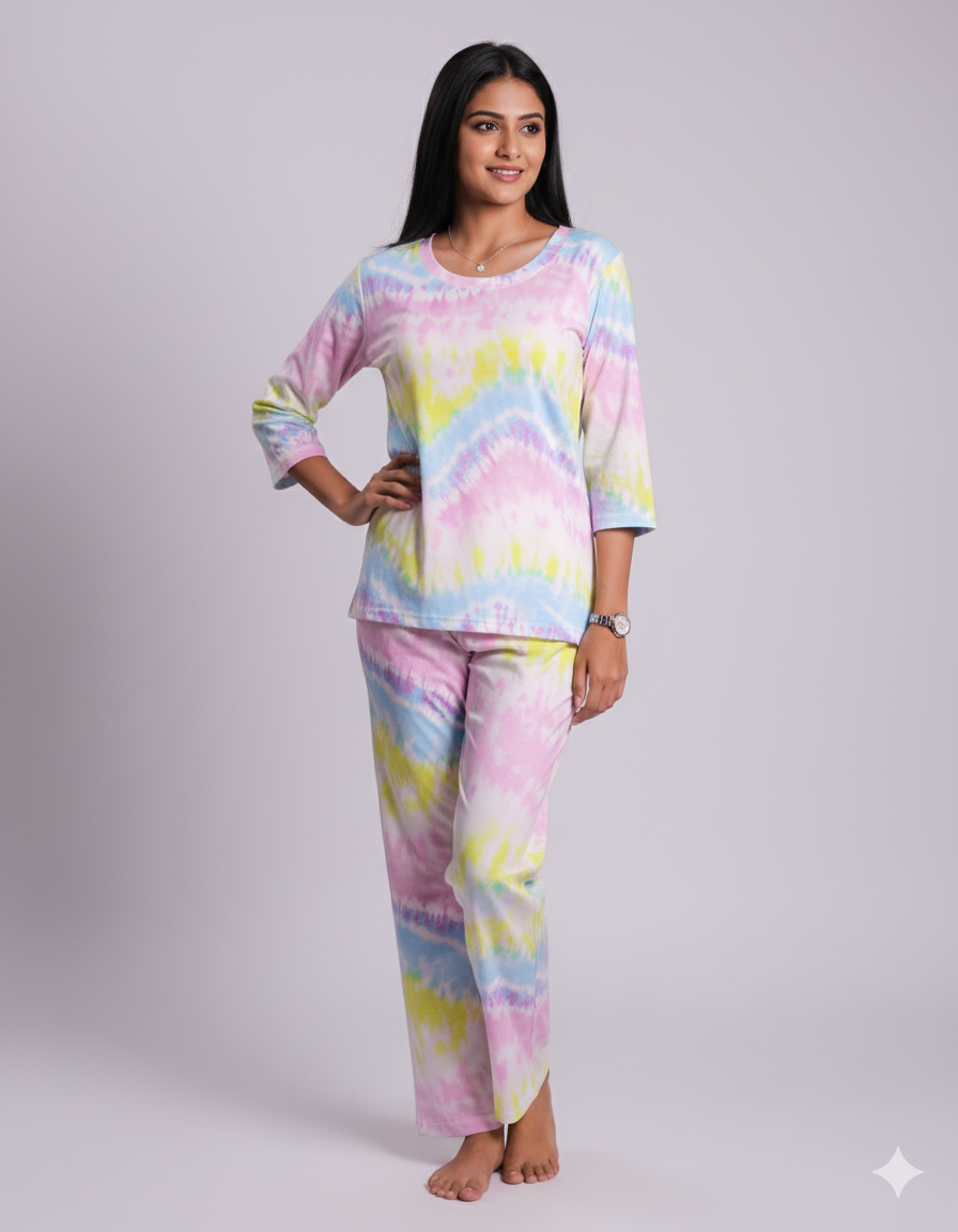 Rainbow Tie-Dye Print Pyjama Set (CS1v04)