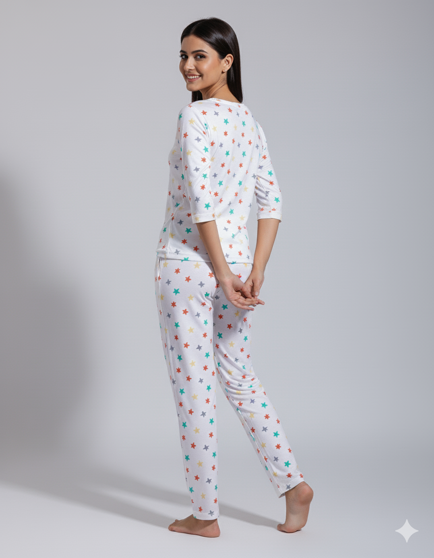 Multicolor Star Print Pyjama Sets (CS1v09)