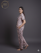 Tiger Print Button Down Night-Suit Set (MTF2v03)