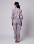 Grey & Pink Daisy Print Pyjama Set (CS1v01)