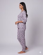 Grey & Pink Daisy Print Pyjama Set (CS1v01)
