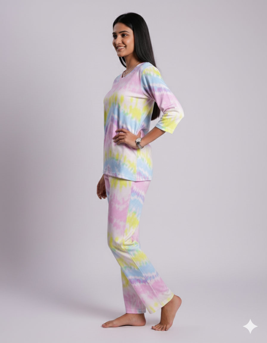 Rainbow Tie-Dye Print Pyjama Set (CS1v04)