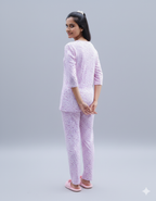 Ditsy Floral White-Pink Pyjama Set (CS1v16)