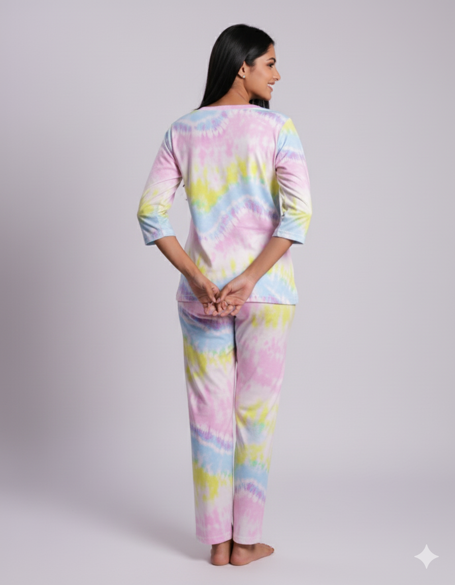 Rainbow Tie-Dye Print Pyjama Set (CS1v04)