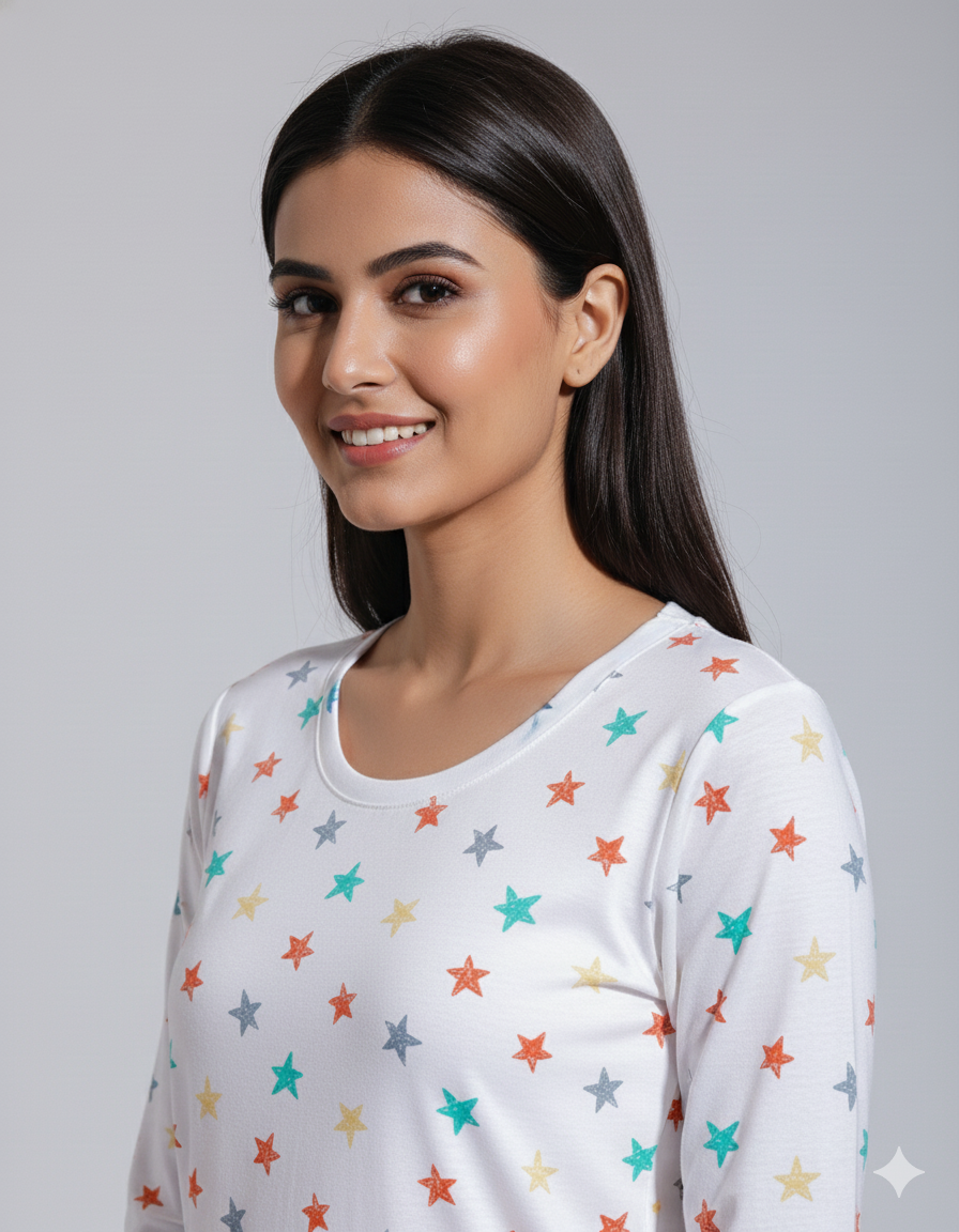 Multicolor Star Print Pyjama Sets (CS1v09)