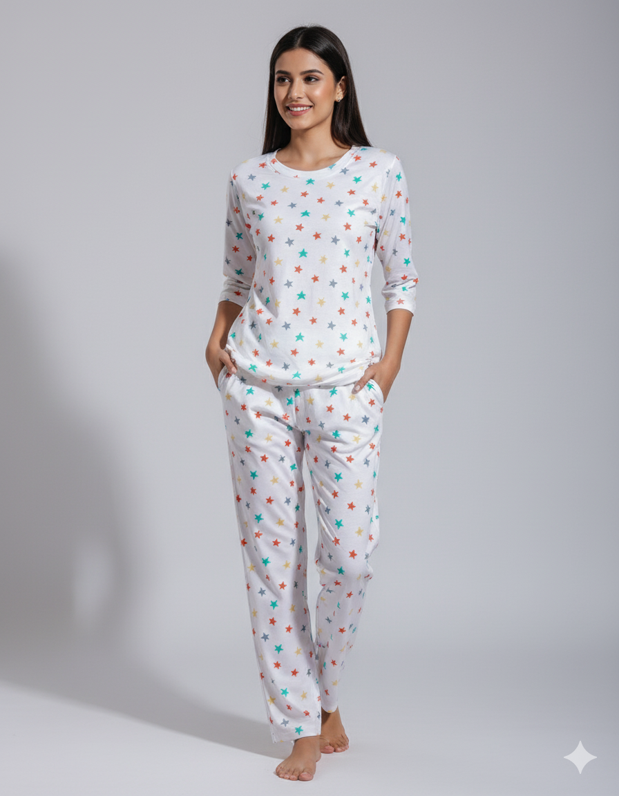 Multicolor Star Print Pyjama Sets (CS1v09)