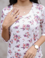 Flower Bunch White-Maroon Pyjama Set (CS1v08)