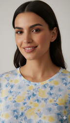 Blue-Yellow Floral Bunch Pyjama Set (CS1v17)