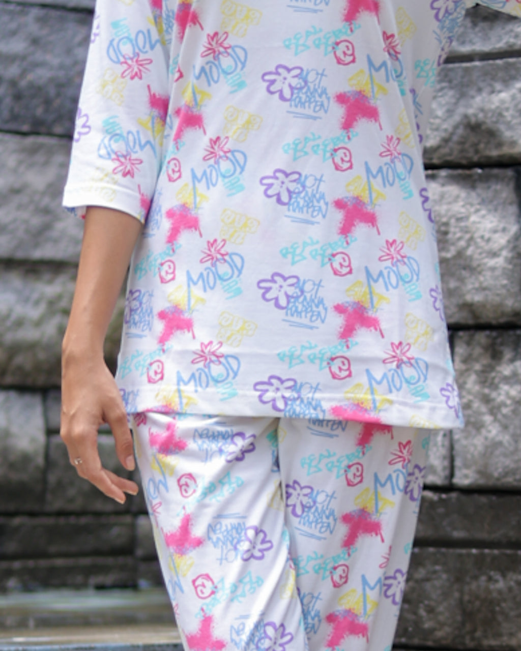 Designer Rainbow-White Pyjama Set (CS1v15)