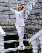 Designer Rainbow-White Pyjama Set (CS1v15)