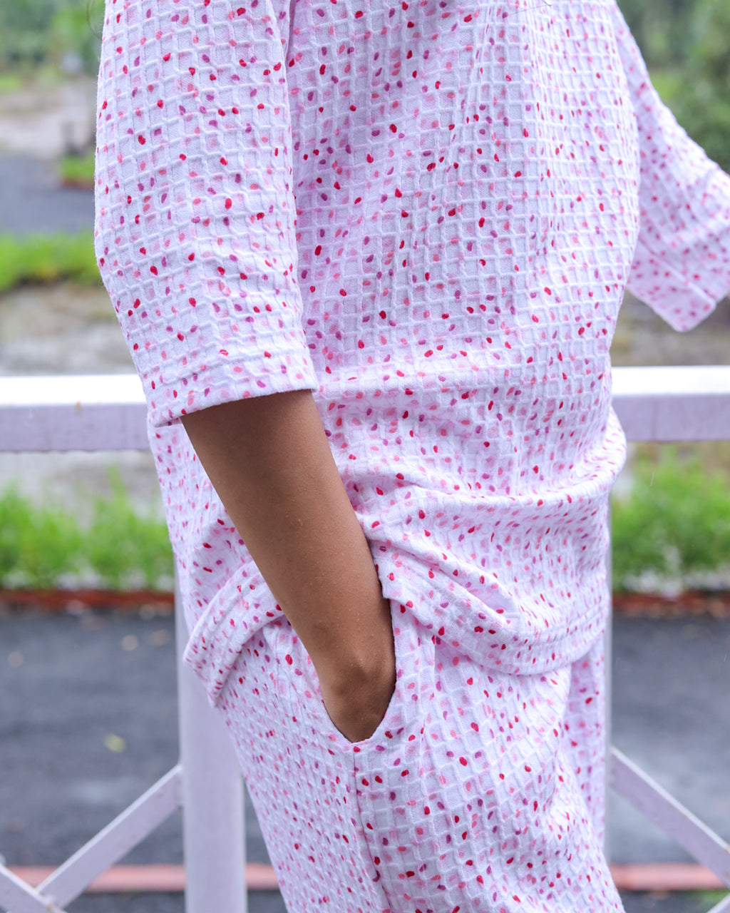Ditsy Floral White-Pink Pyjama Set (CS1v16)