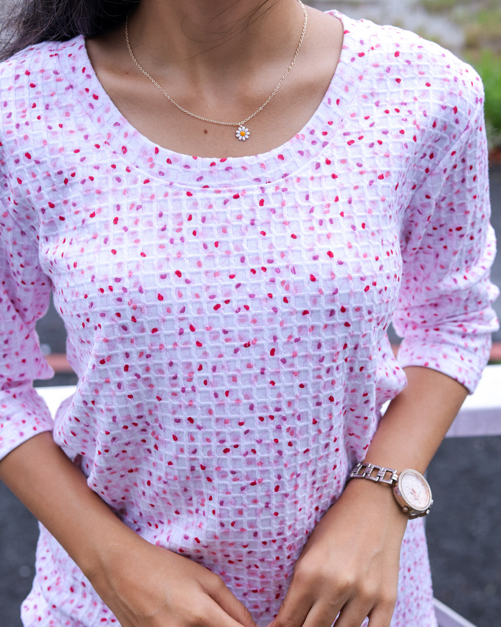 Ditsy Floral White-Pink Pyjama Set (CS1v16)