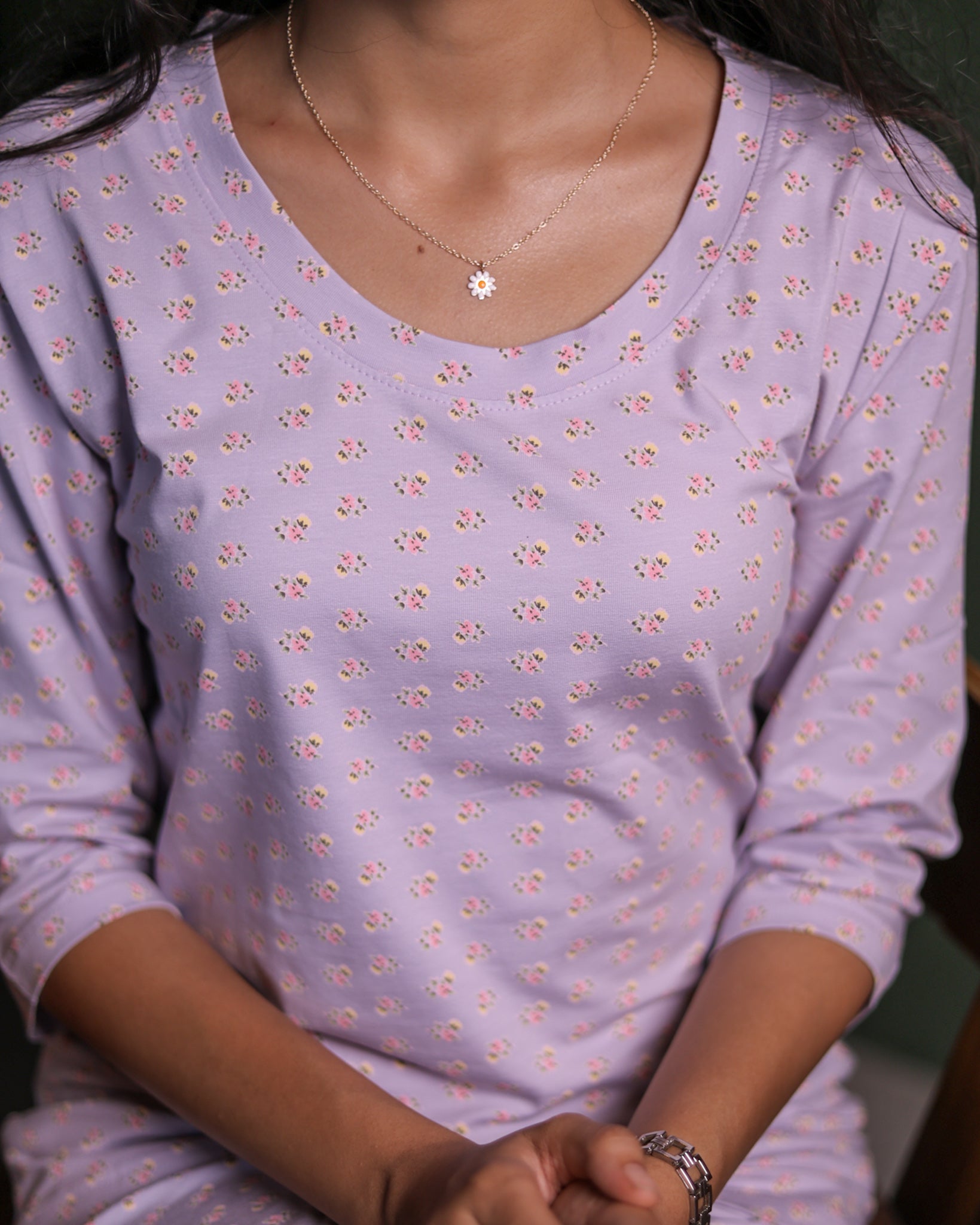 Light Lavender Mini Flowers Pyjama Sets (CS1v06)