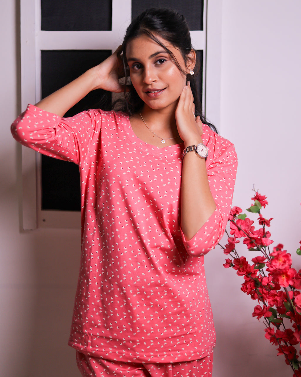 Overjoyed Pink-Flower Pyjama Set (CS1v05)