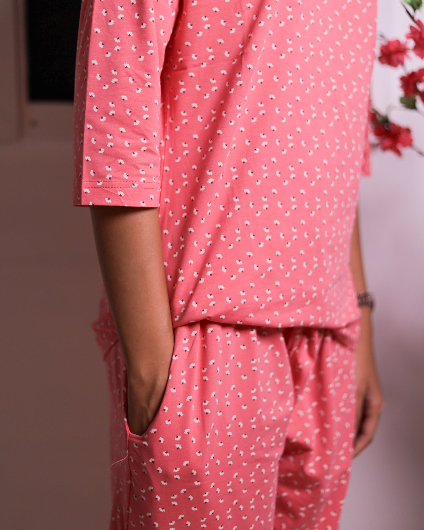 Overjoyed Pink-Flower Pyjama Set (CS1v05)