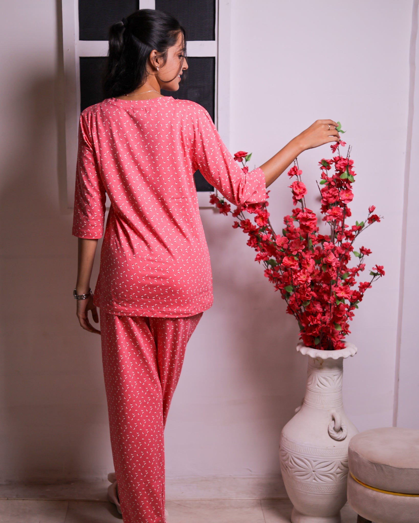 Overjoyed Pink-Flower Pyjama Set (CS1v05)