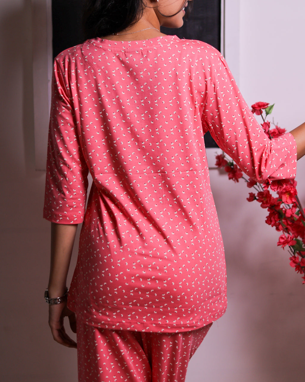 Overjoyed Pink-Flower Pyjama Set (CS1v05)